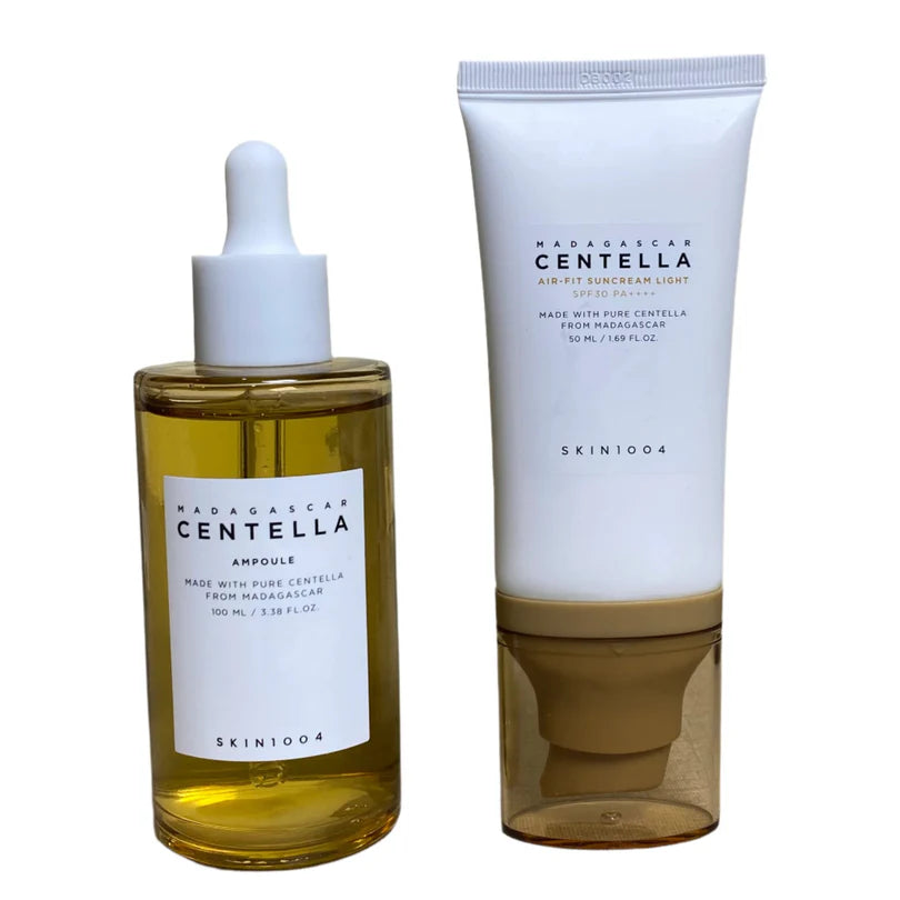 Skin1004 Madagascar Centella Air‑Fit Suncream Light SPF30 + Madagascar Centella Ampoule Skincare Bundle