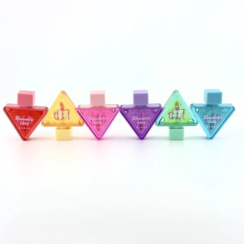 Romantic Lady Lip Gloss – Colorful Triangle Tube (24 PCS Set) for Lip Care