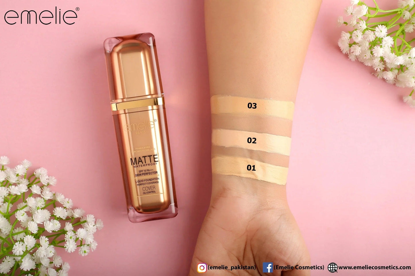 Emelie Prime Inside Skin Smooth fine line Matte Waterproof Liquid Foundation