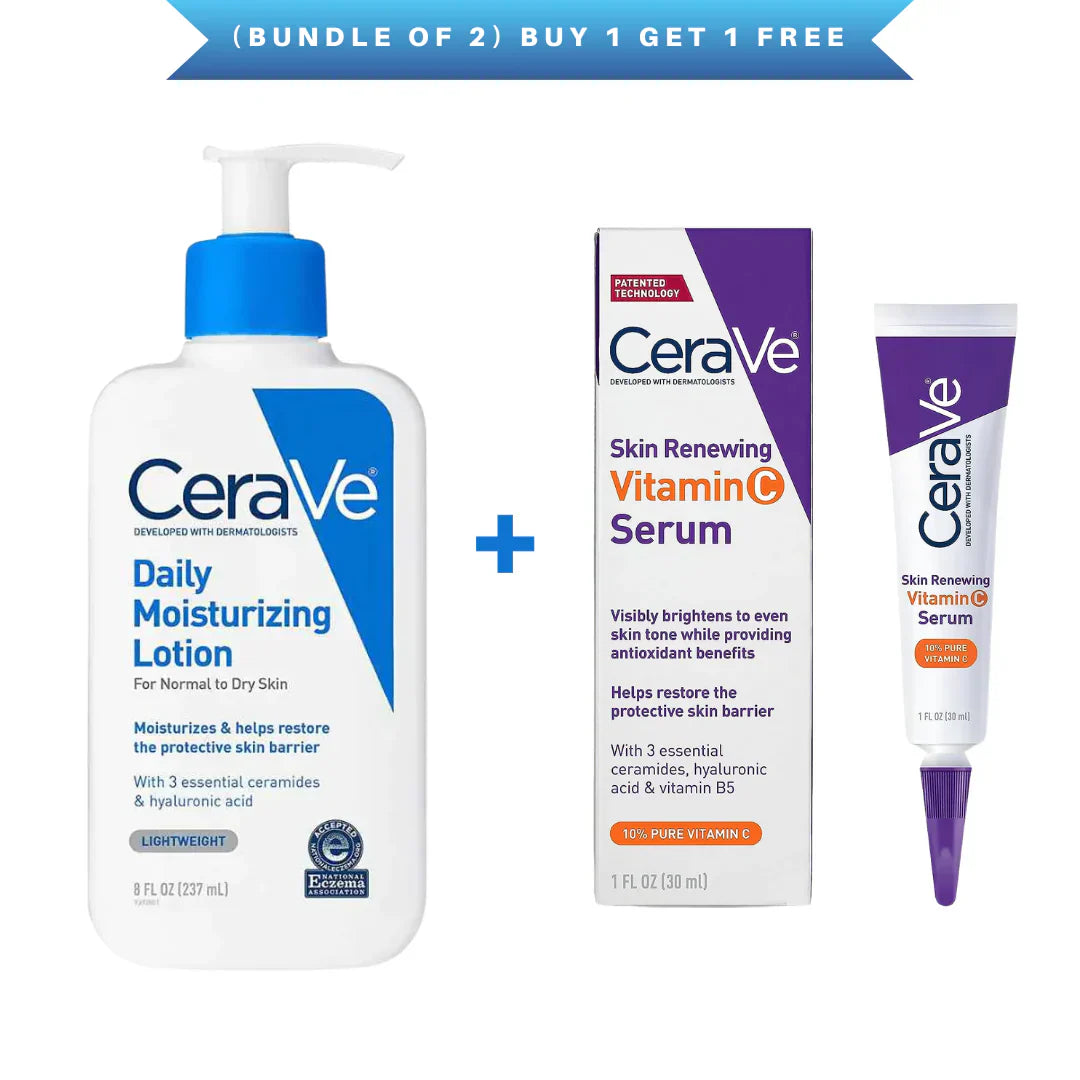 CeraVe Daily Moisturizing Lotion & Vitamin C Serum Skincare Bundle – Hydrating & Brightening Duo for Healthy Skin