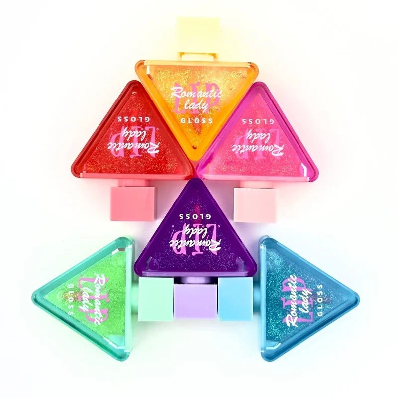 Romantic Lady Lip Gloss – Colorful Triangle Tube (24 PCS Set) for Lip Care