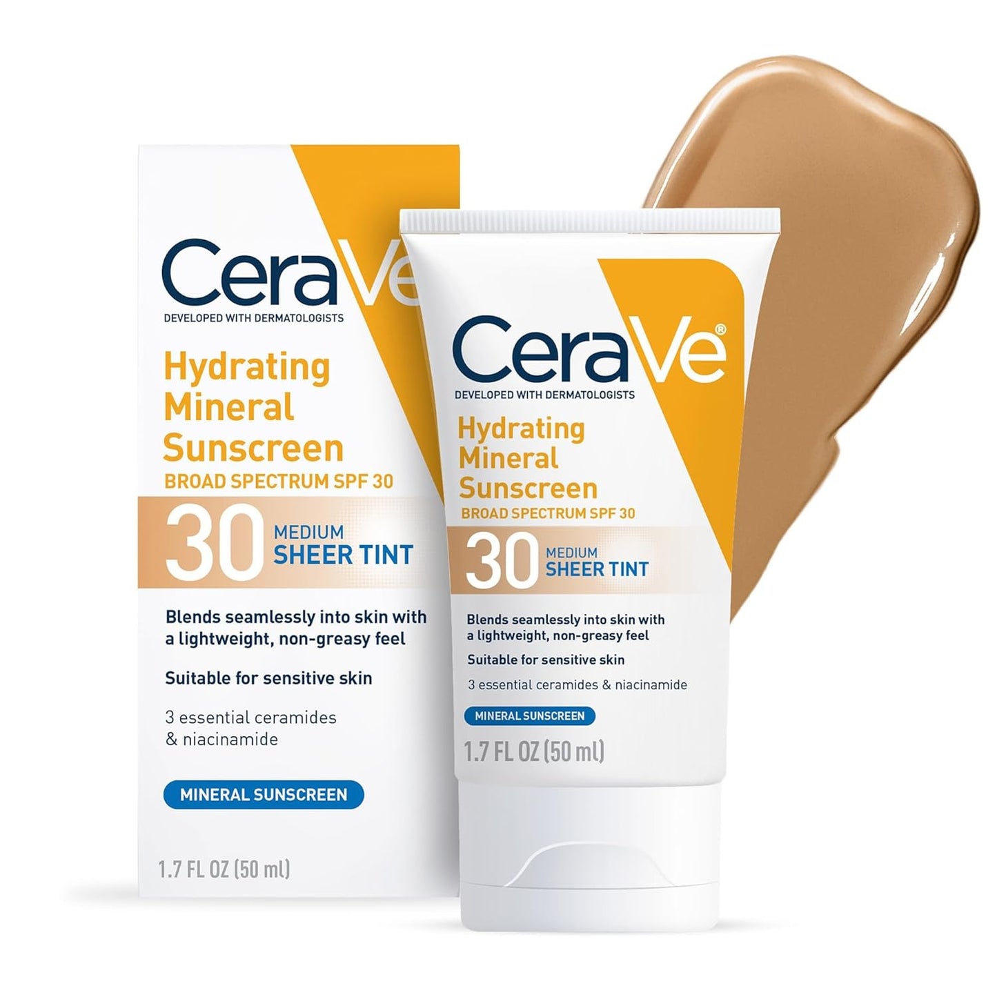 CeraVe Hydrating Mineral Sunscreen SPF 30 Face Sheer Tint (50ml)