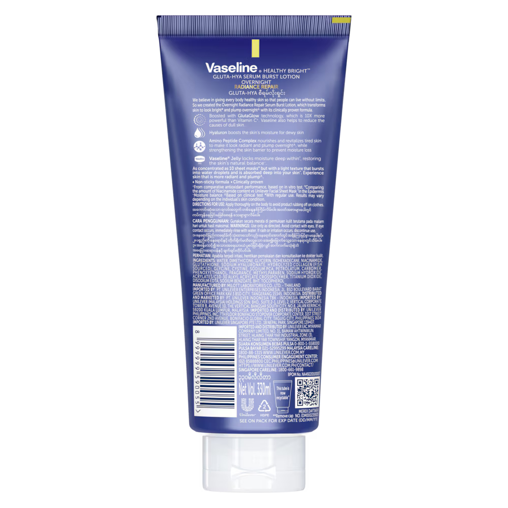 Vaseline® Gluta-Hya Serum Burst Lotion Overnight Radiance Repair