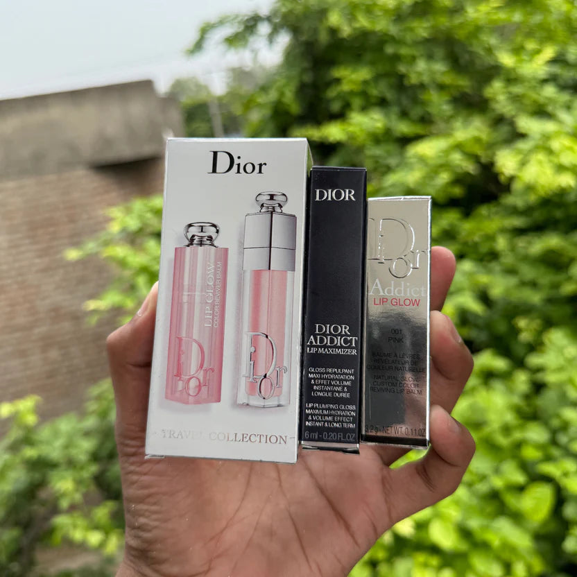 Dior Labial Set Travel Duo Lip Glow + Lip Maximizer Kit Pink 001 Pink