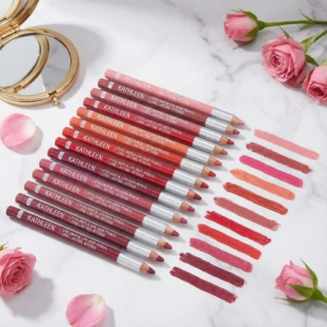Kathleen Lipliner Pencil Pack of 12 | Long-Lasting Smooth Lip Liner Set for Perfect Lip Definition