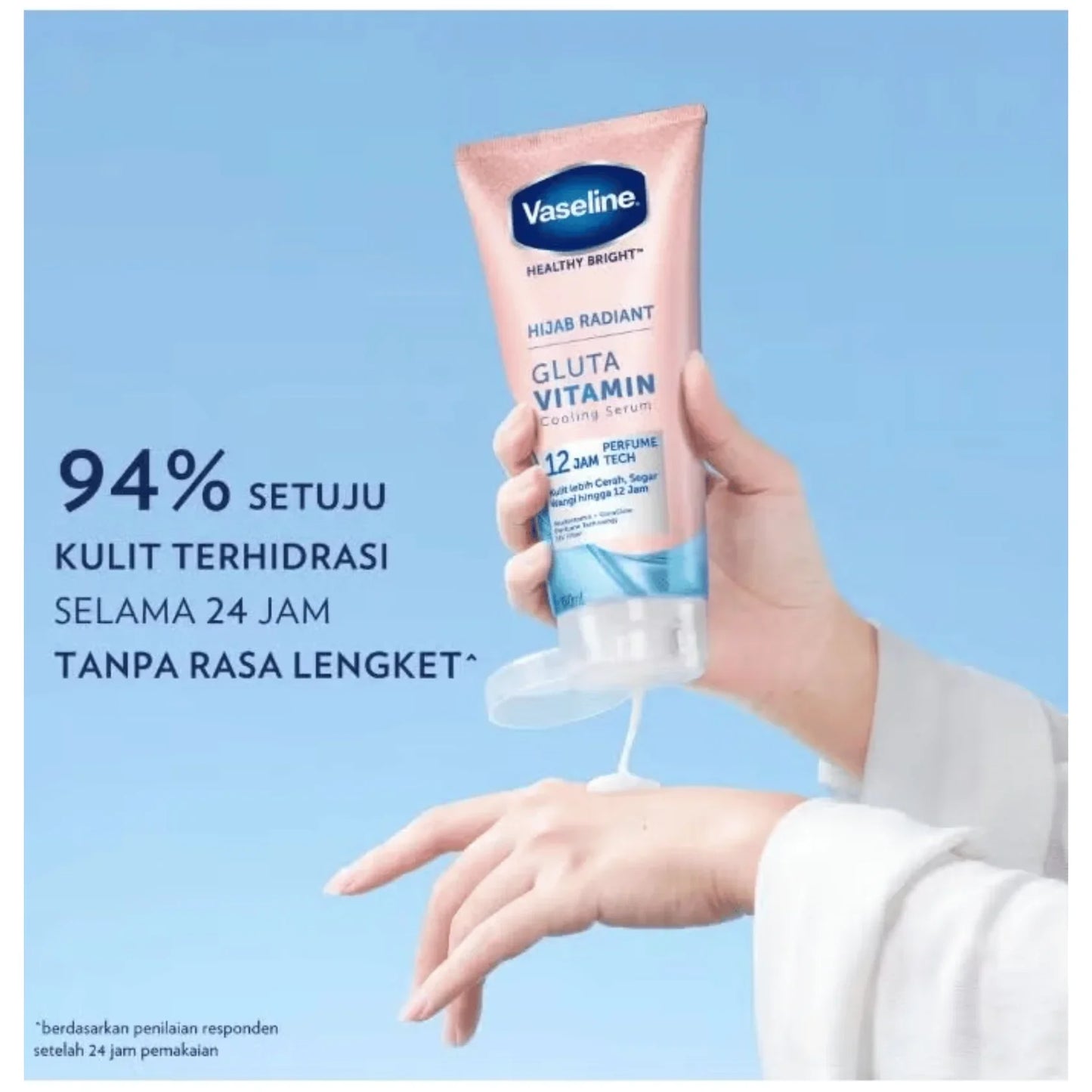 Vaseline Hijab Radiant Gluta Vitamin Cooling Body Serum (180ml)