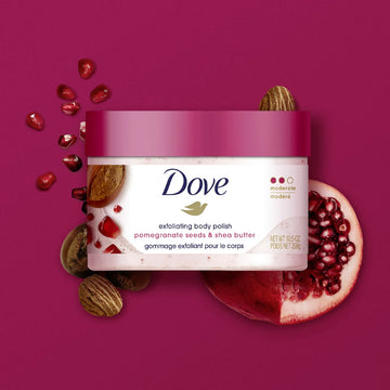 Dove Exfoliating Pomegranate Seeds & Shea Butter Body Cream 298g | Nourishing Body Scrub & Moisturizing Care