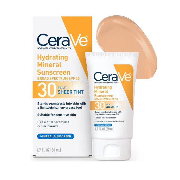 CeraVe Hydrating Mineral Sunscreen SPF 30 Face Sheer Tint (50ml)