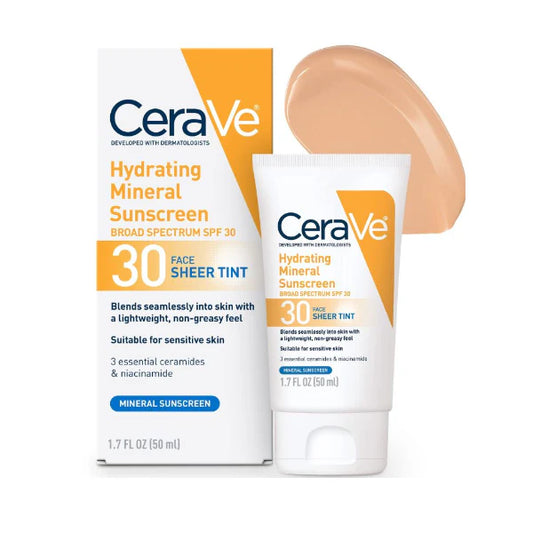 CeraVe Hydrating Mineral Sunscreen SPF 30 Face Sheer Tint (50ml)